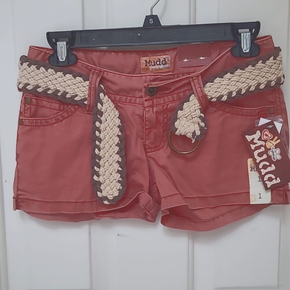 Mudd Shorts. Burnt orange. Size 1. New with tags and belt